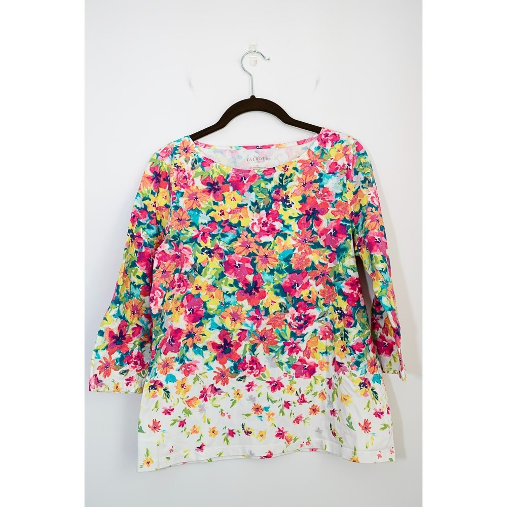 Talbots Shirt M Floral Spring longsleeve Top Tunic